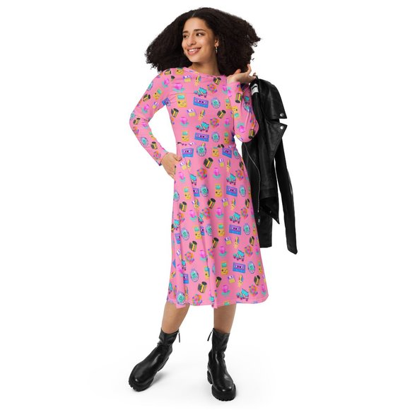 Long Sleeve 90s Party Dress - Picture 1 of 12
